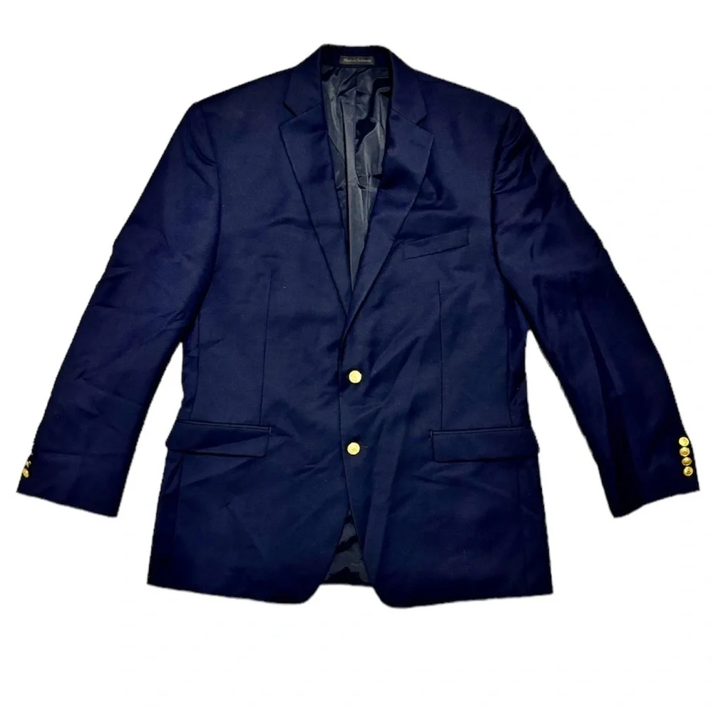 Lauren Ralph Lauren Men’s Two Button Blazer, Navy‎ Blue Gold Button size 44L